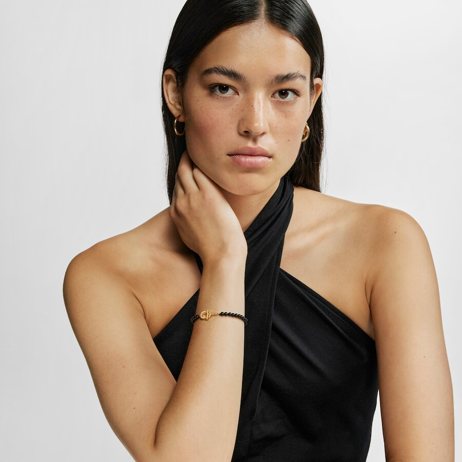 bracciale con placcatura in oro 18kt su argento e onice tous manifesto