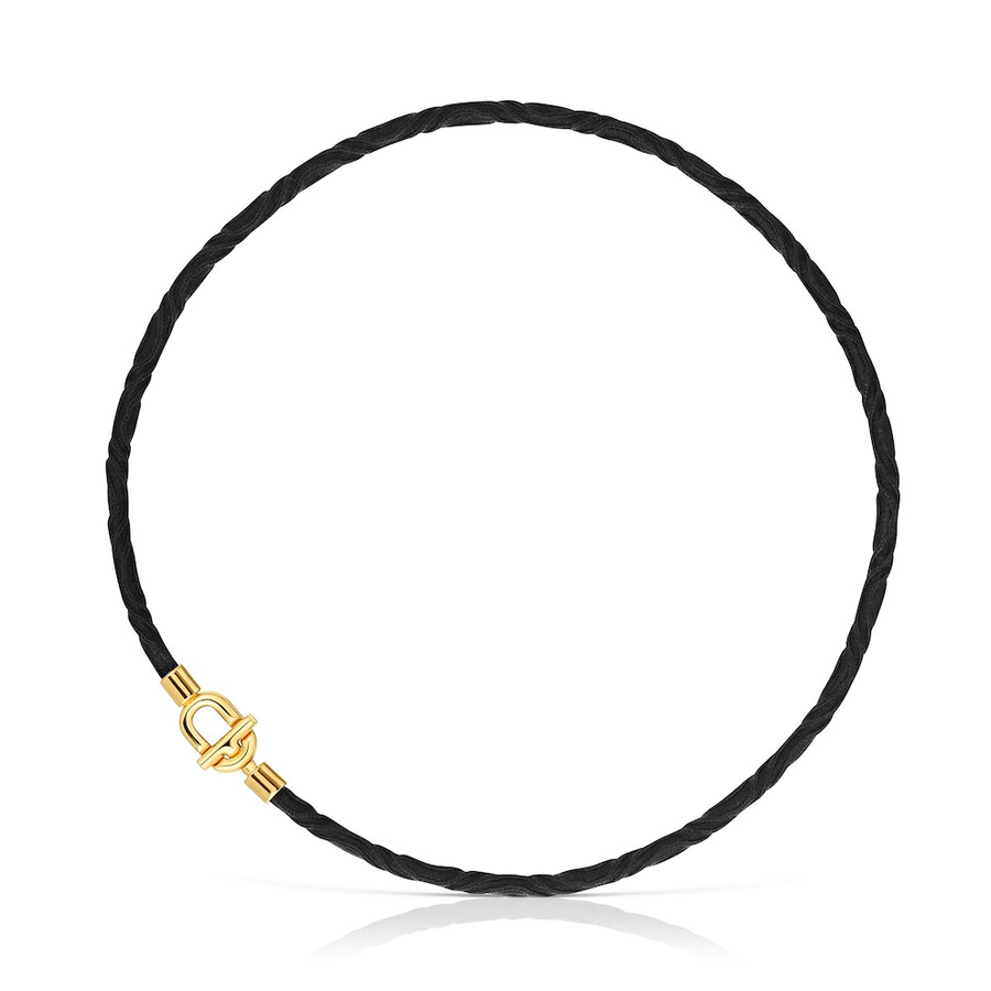 collanabracciale elastico tous manifesto con placcatura in oro 18 kt su argento e cordino nero