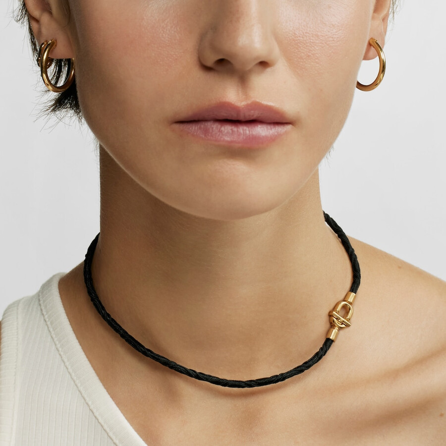 collanabracciale elastico tous manifesto con placcatura in oro 18 kt su argento e cordino nero