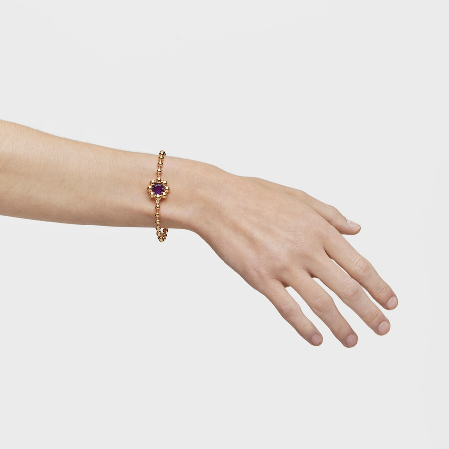 bracciale a catena con fiore placcato in oro 18kt su argento e ametista sugar party