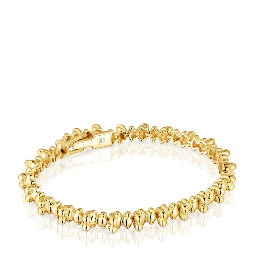 bracciale placcato oro 18 kt su catena in argento con motivi a forma di orso bold bear