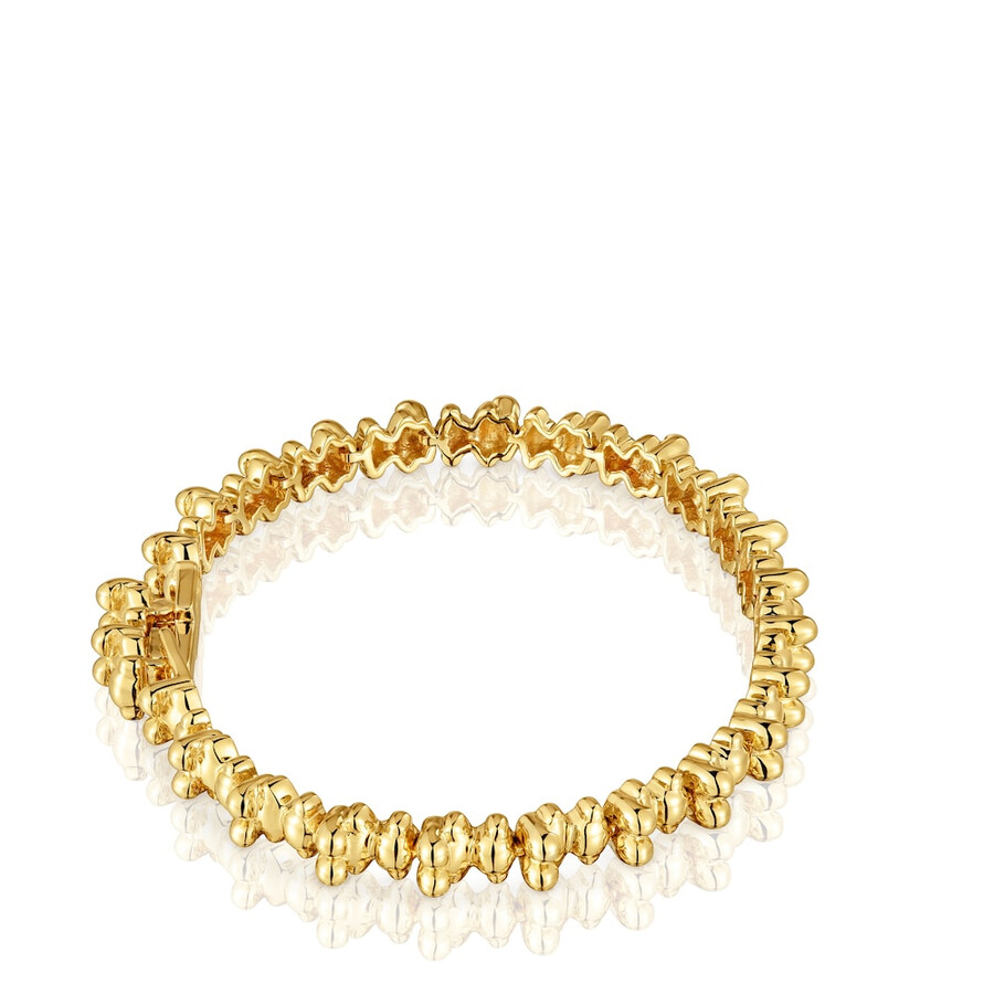 bracciale placcato oro 18 kt su catena in argento con motivi a forma di orso bold bear