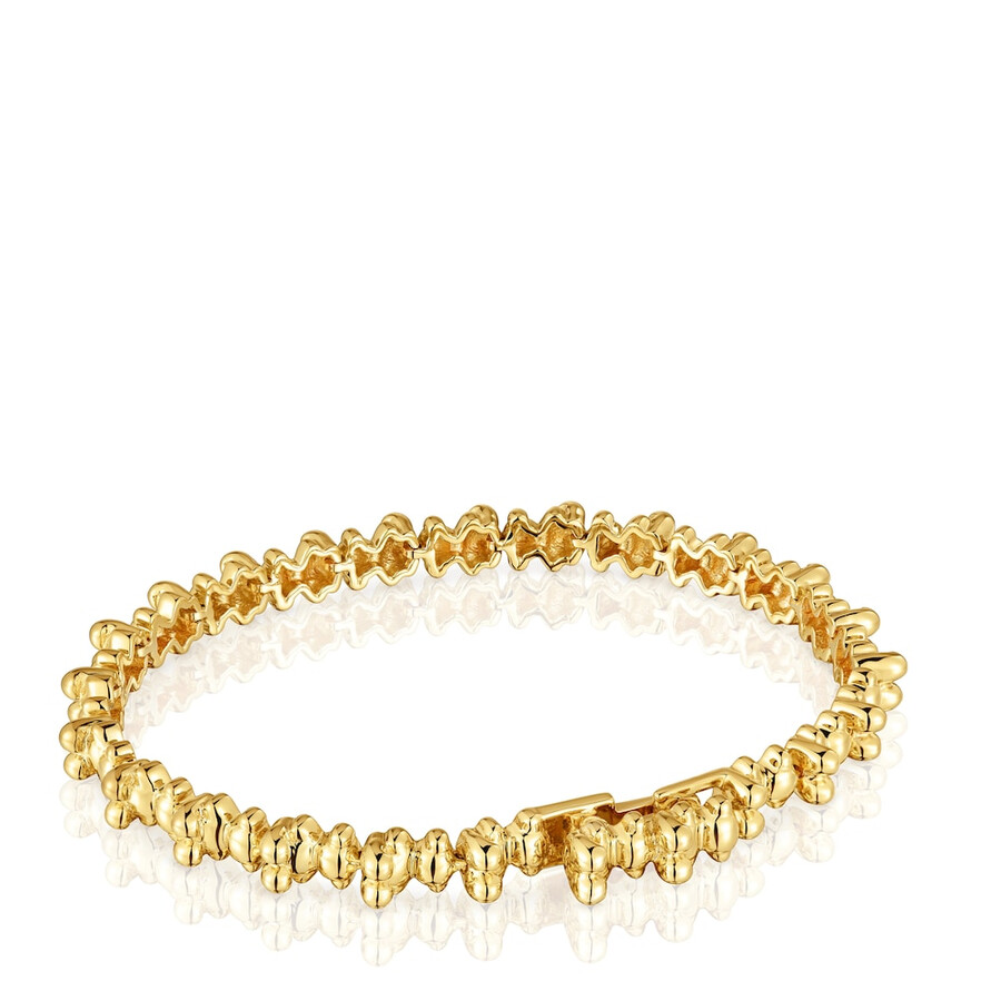 bracciale placcato oro 18 kt su catena in argento con motivi a forma di orso bold bear