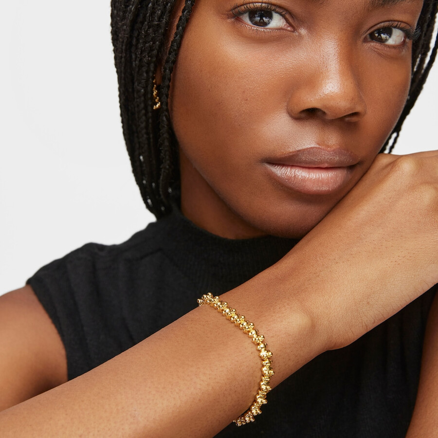 bracciale placcato oro 18 kt su catena in argento con motivi a forma di orso bold bear