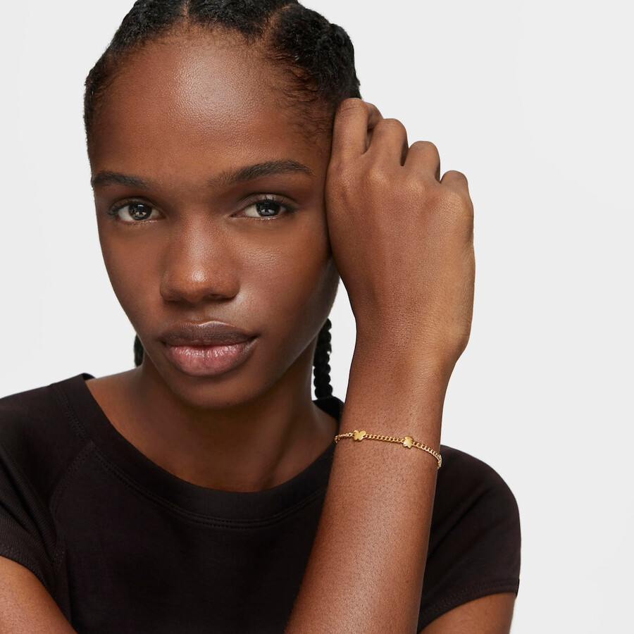bracciale a catena placcato oro 18kt su argento con motivi bold motif