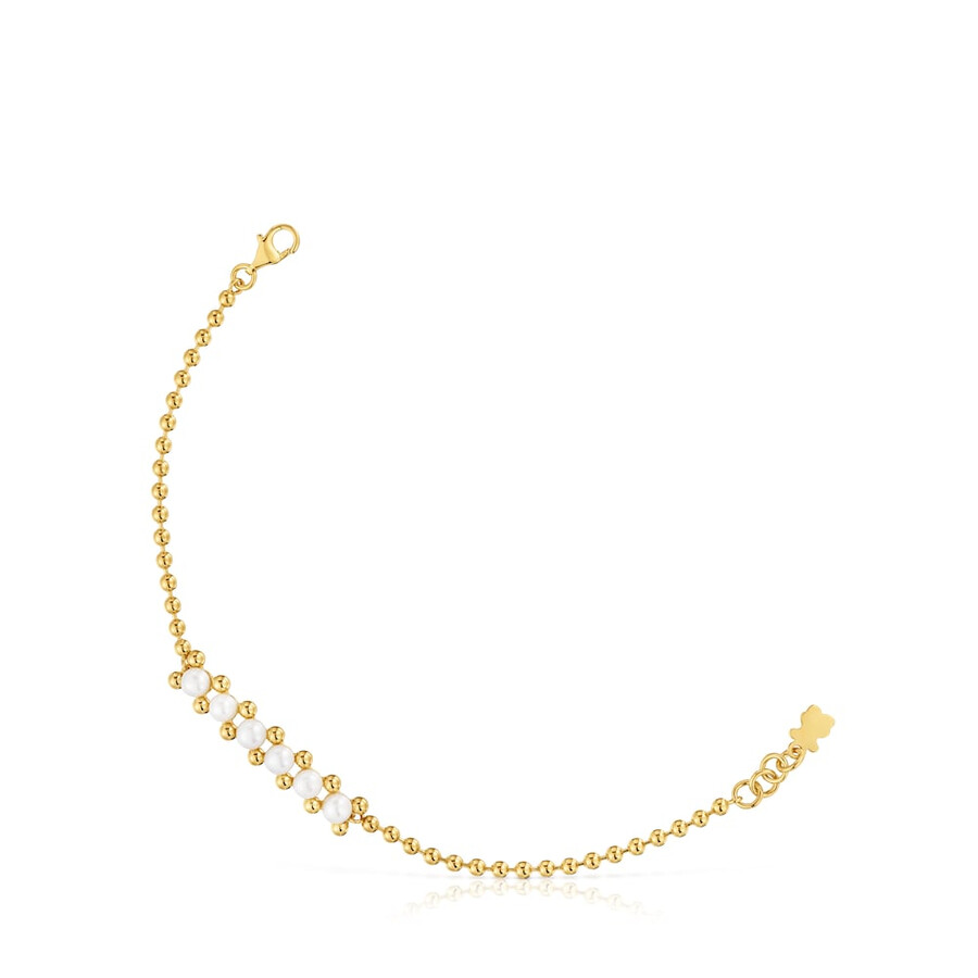 bracciale con catena di perle placcato oro 18kt su argento e perle coltivate lucido