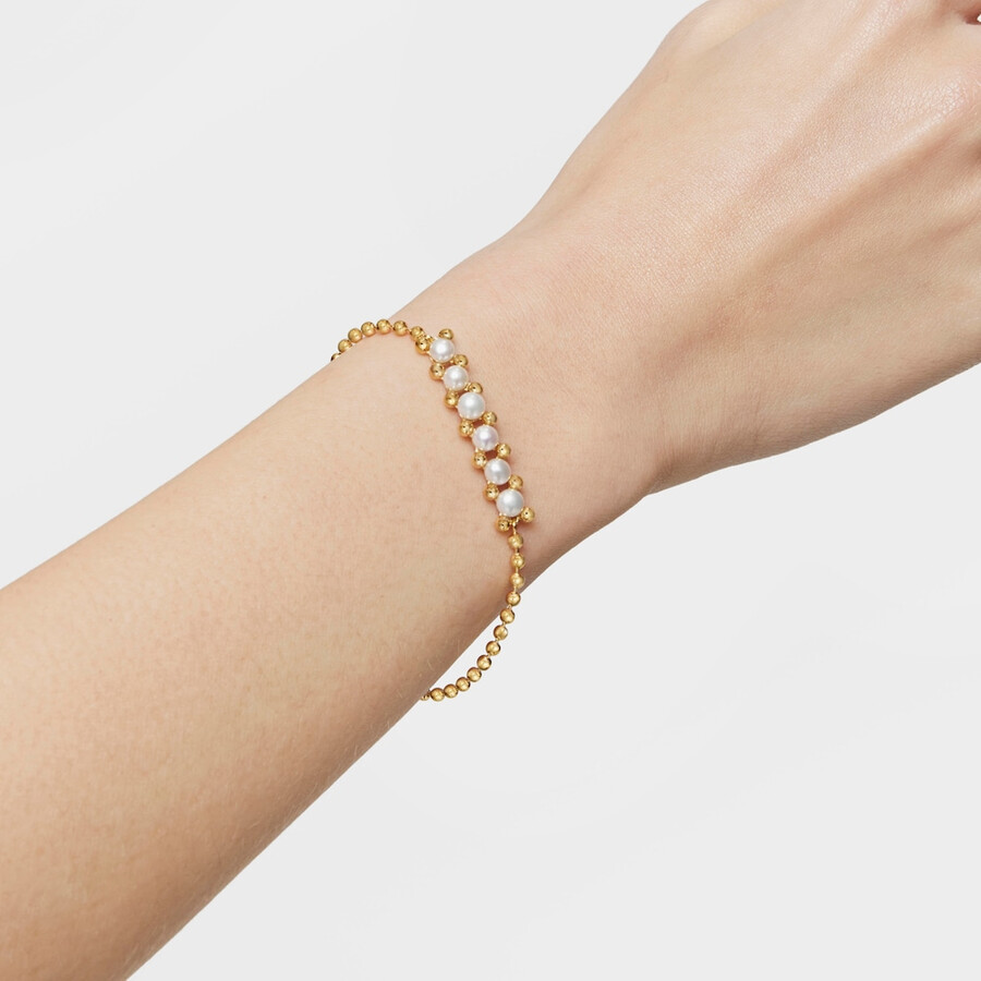 bracciale con catena di perle placcato oro 18kt su argento e perle coltivate lucido