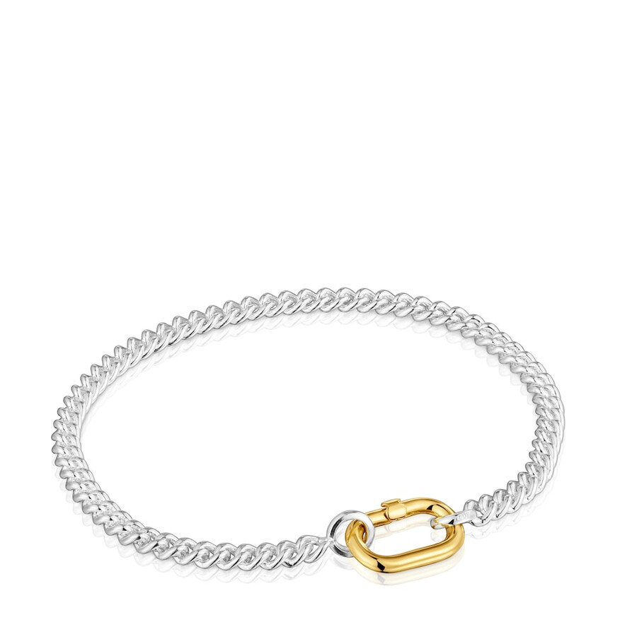 bracciale in argento con anello bicolore hold oval