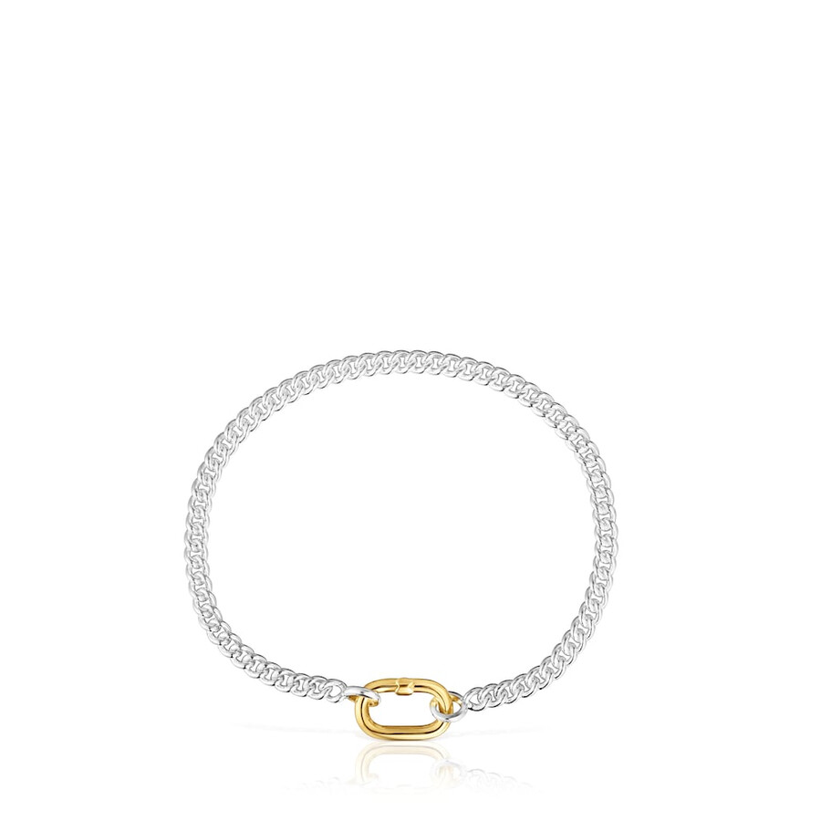 bracciale in argento con anello bicolore hold oval