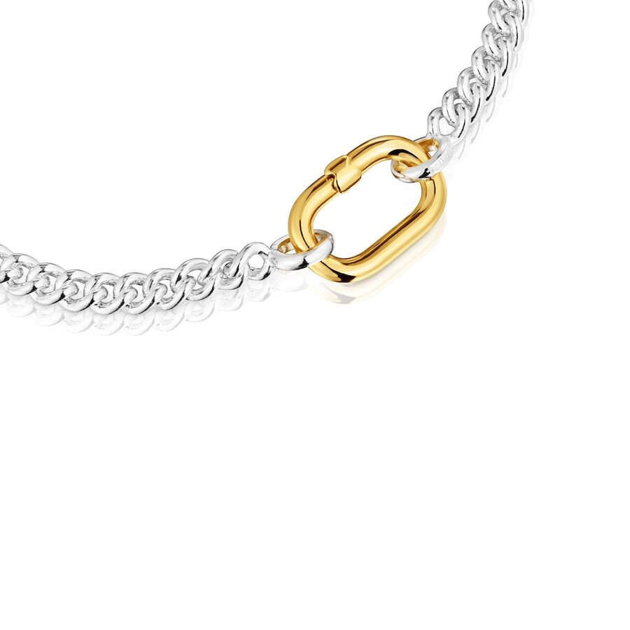 bracciale in argento con anello bicolore hold oval