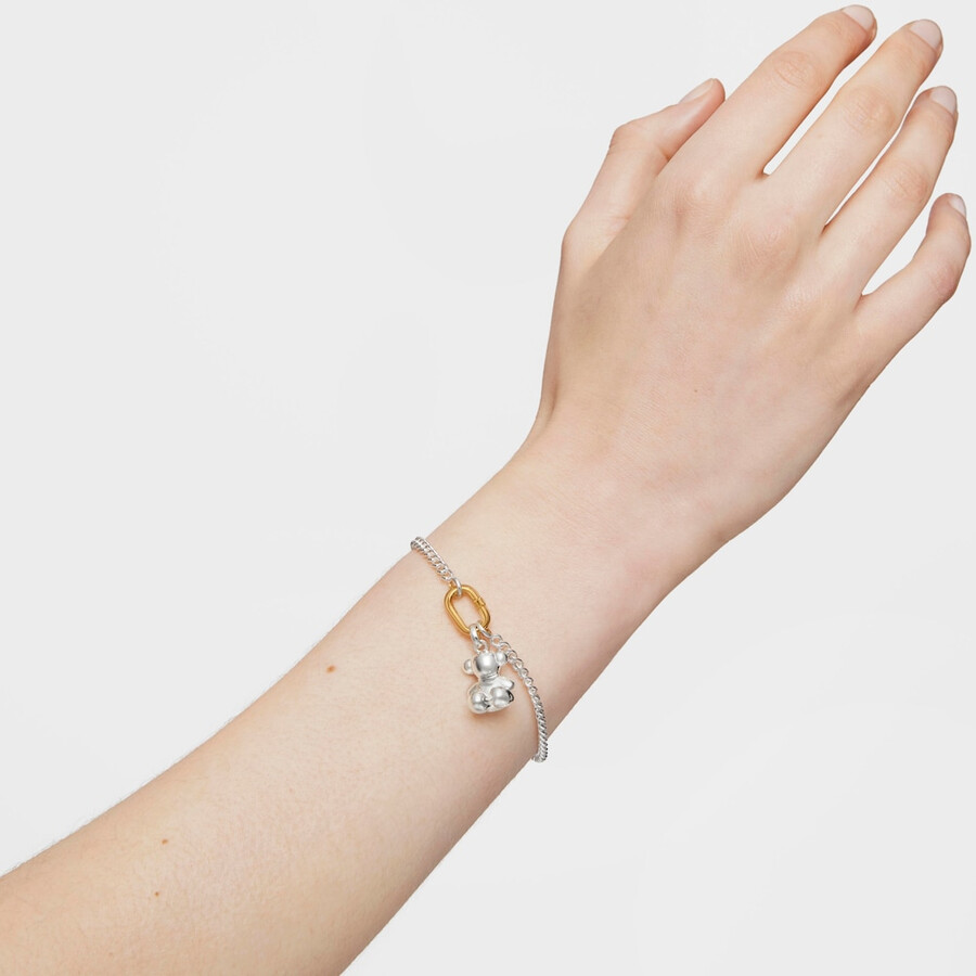 bracciale in argento con anello bicolore hold oval
