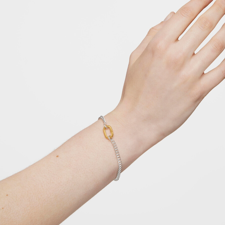 bracciale in argento con anello bicolore hold oval