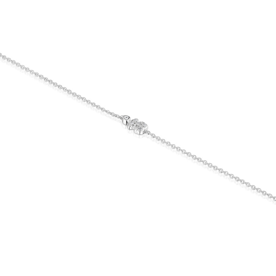 bracciale a catena con orso in oro bianco e diamanti tous grain