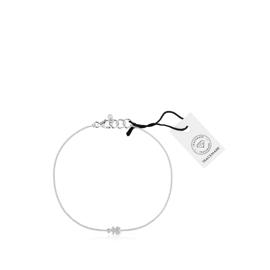 bracciale a catena con orso in oro bianco e diamanti tous grain