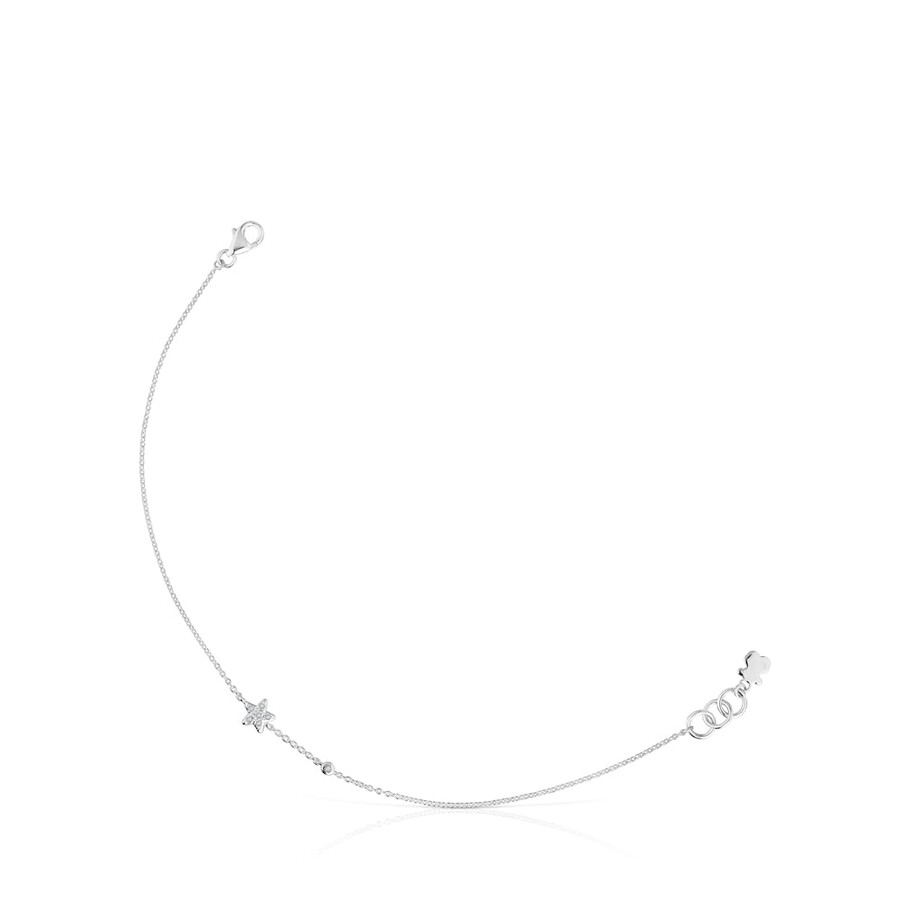 bracciale a catena con stella in oro bianco e diamanti tous grain
