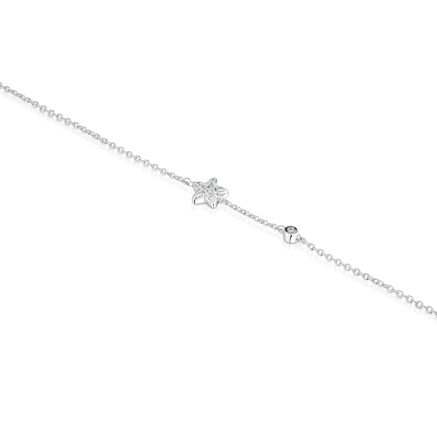 bracciale a catena con stella in oro bianco e diamanti tous grain