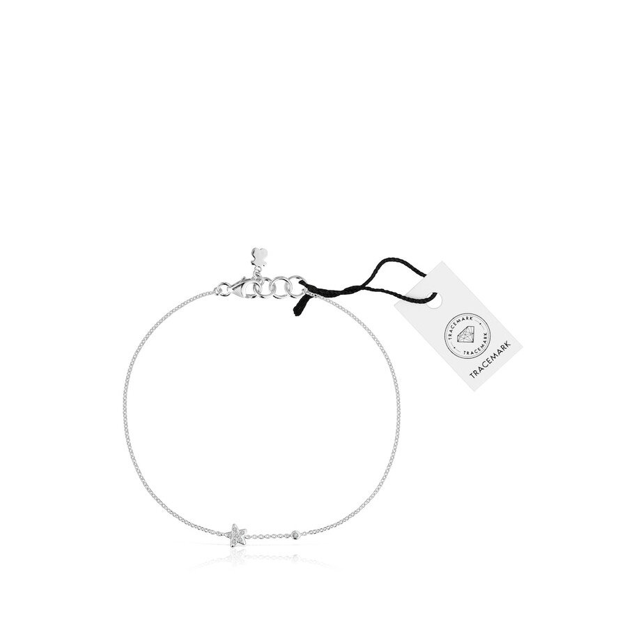 bracciale a catena con stella in oro bianco e diamanti tous grain