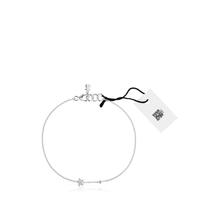 bracciale a catena con stella in oro bianco e diamanti tous grain