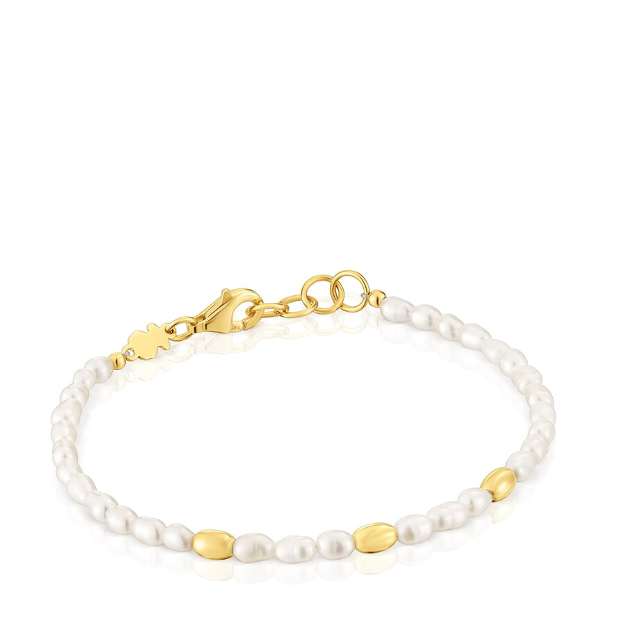 bracciale con perle coltivate e placcatura in oro 18kt su argento e gloss