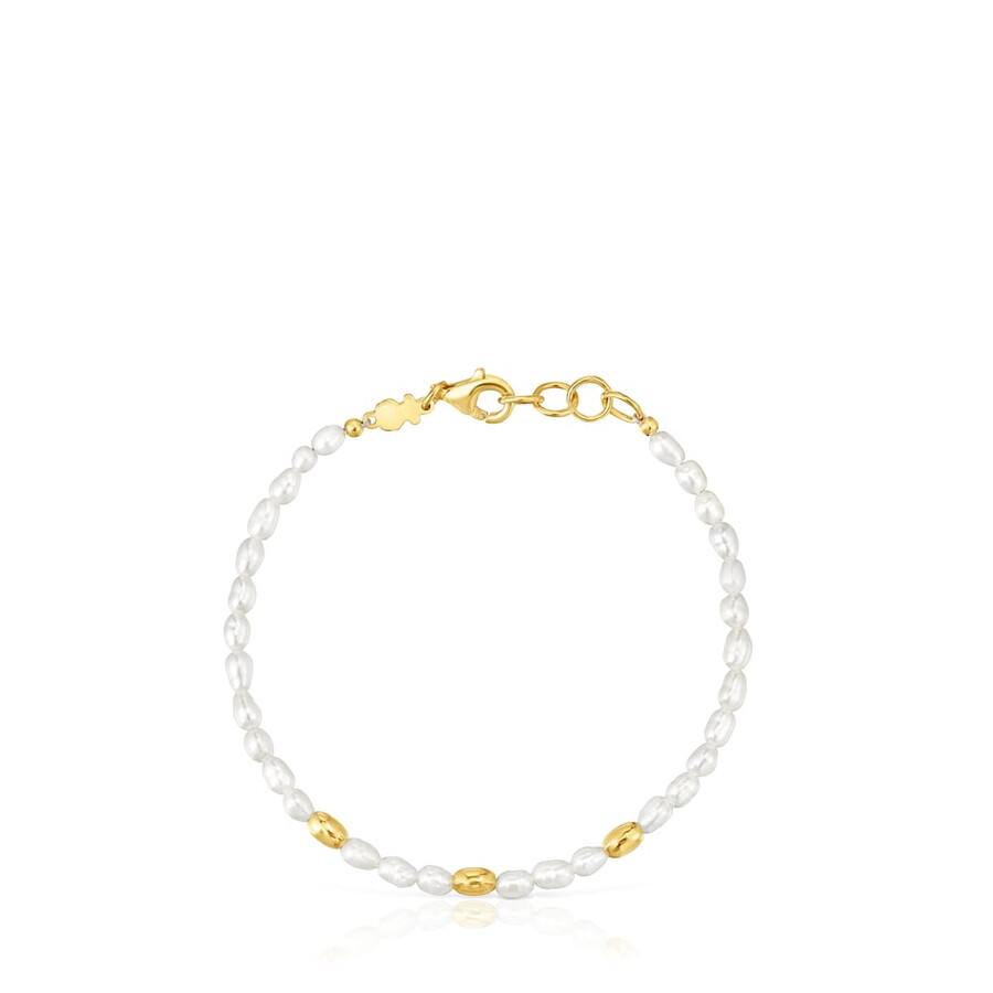 bracciale con perle coltivate e placcatura in oro 18kt su argento e gloss