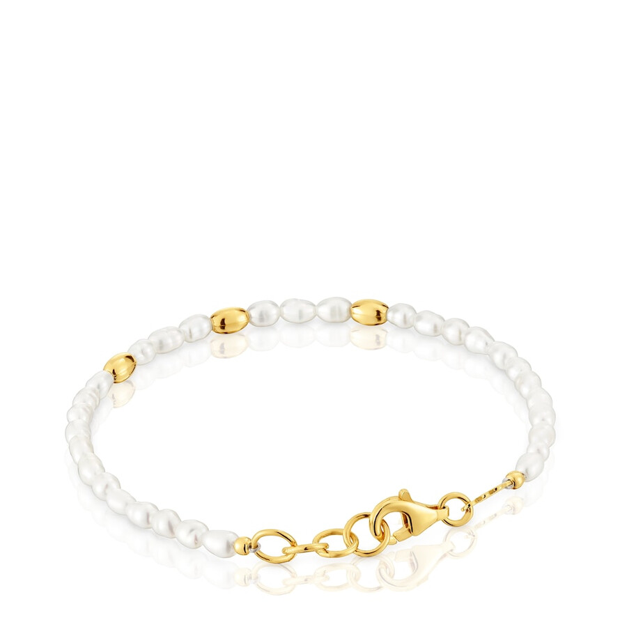 bracciale con perle coltivate e placcatura in oro 18kt su argento e gloss