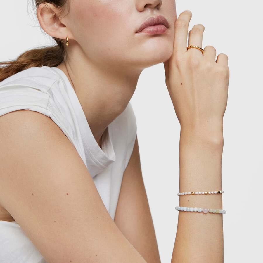 bracciale con perle coltivate e placcatura in oro 18kt su argento e gloss