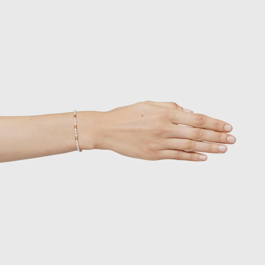 bracciale con perle coltivate e placcatura in oro 18kt su argento e gloss