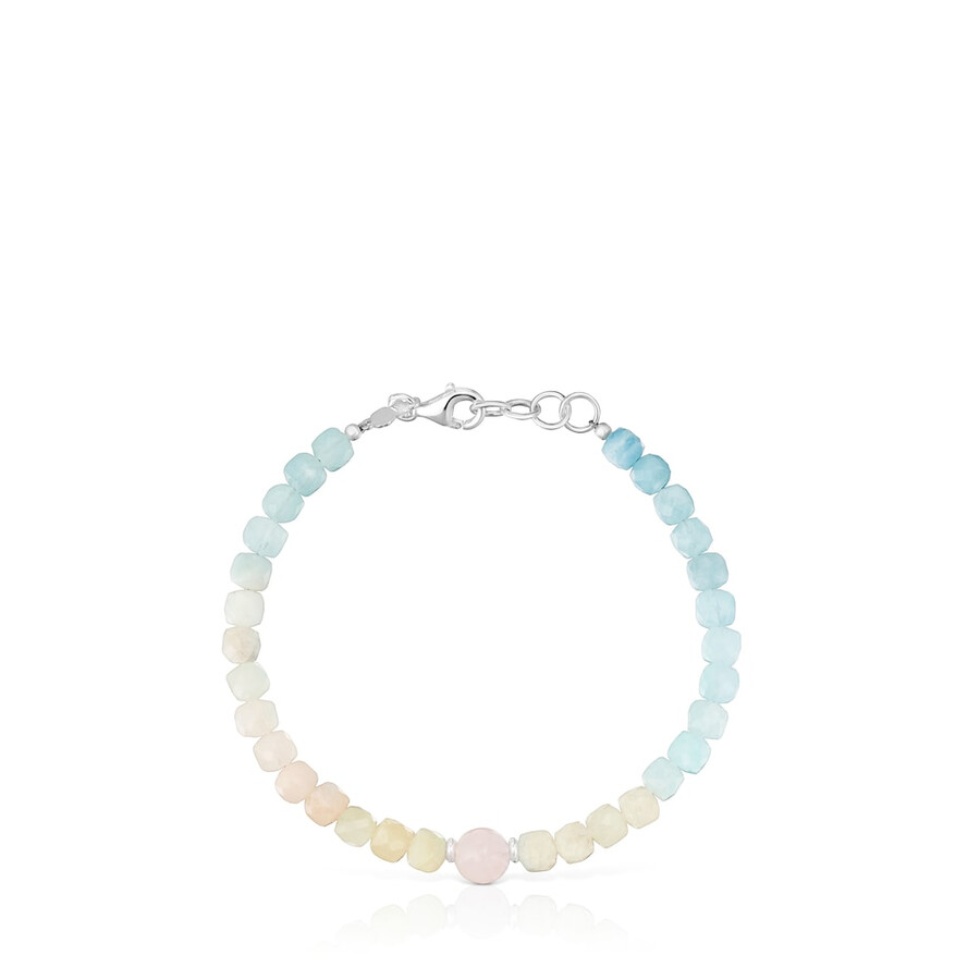 bracciale con sfere di quarzo rosa e berillio multicolore colori base