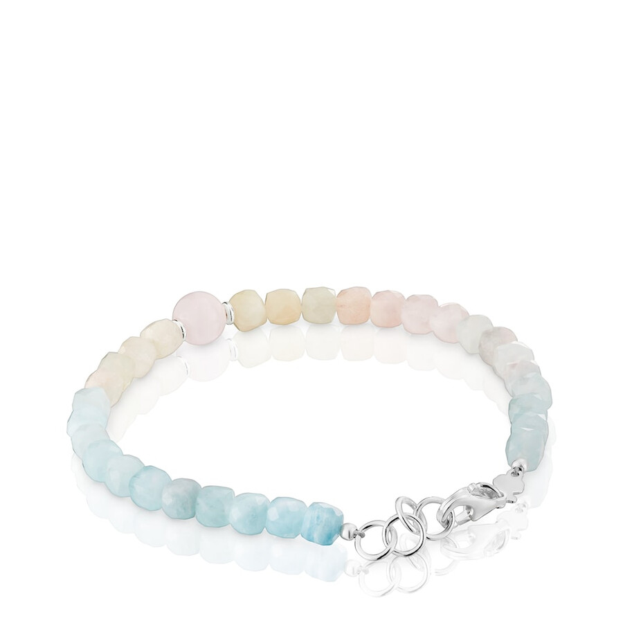 bracciale con sfere di quarzo rosa e berillio multicolore colori base