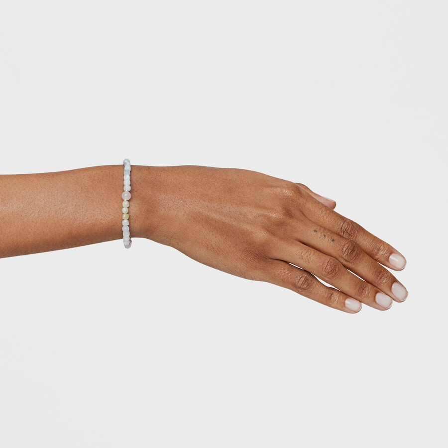 bracciale con sfere di quarzo rosa e berillio multicolore colori base