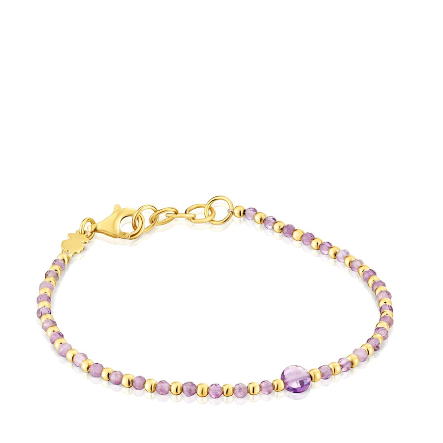 bracciale a sfere con placcatura in oro 18kt su argento e ametista colori base