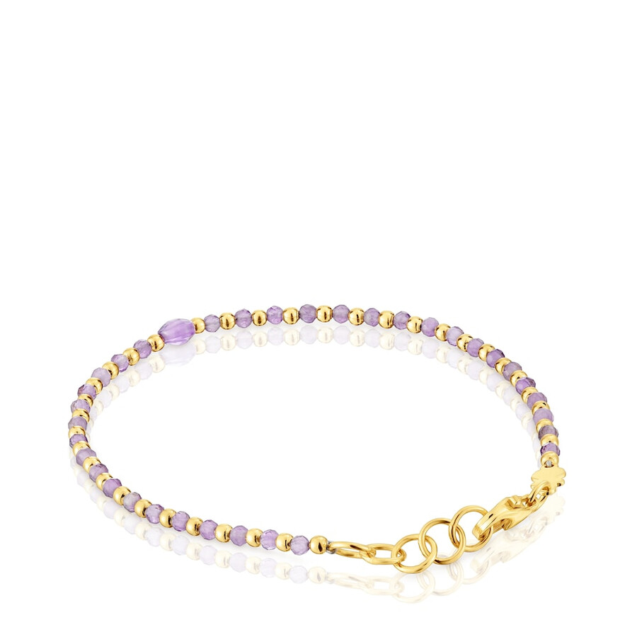 bracciale a sfere con placcatura in oro 18kt su argento e ametista colori base
