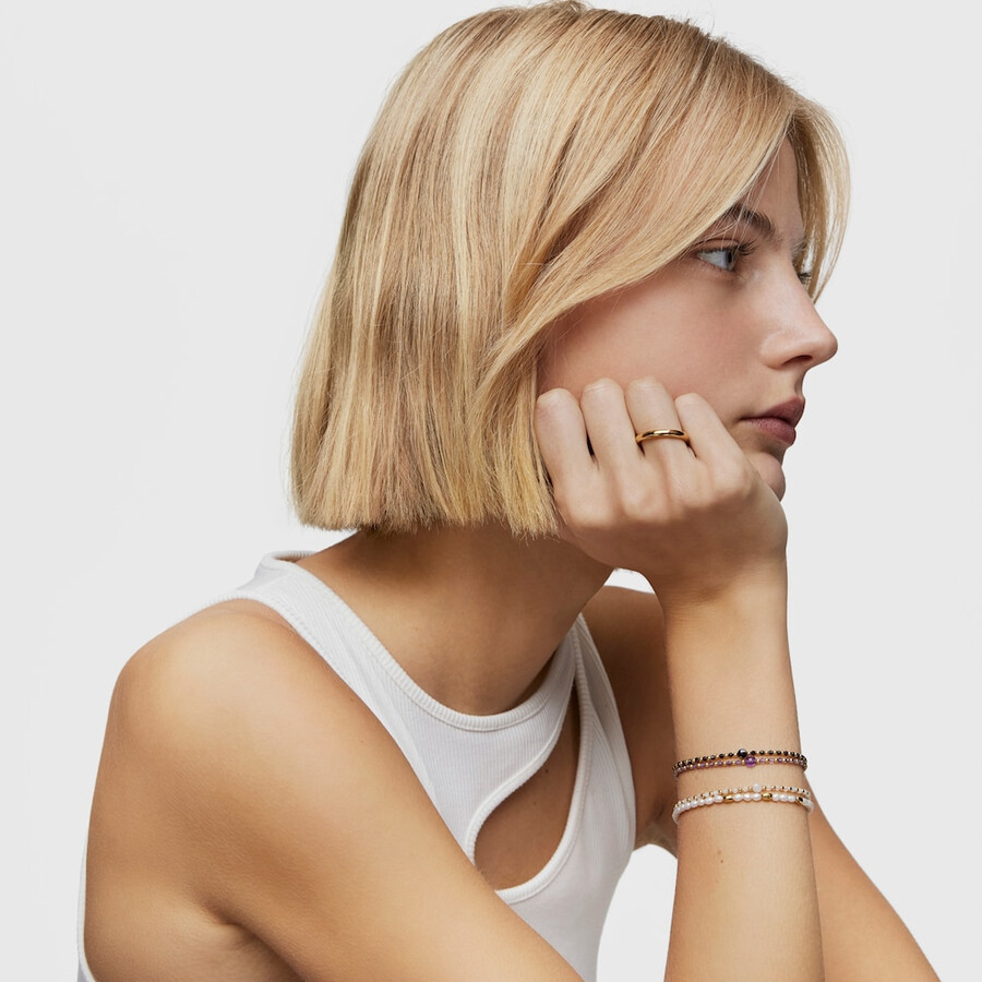 bracciale a sfere con placcatura in oro 18 kt su argento e spinello colori base