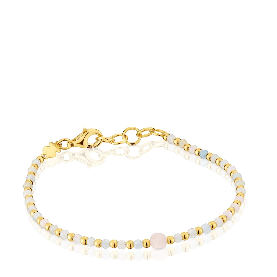 bracciale a sfere con placcatura in oro 18kt su argento berillio e morganite colori base