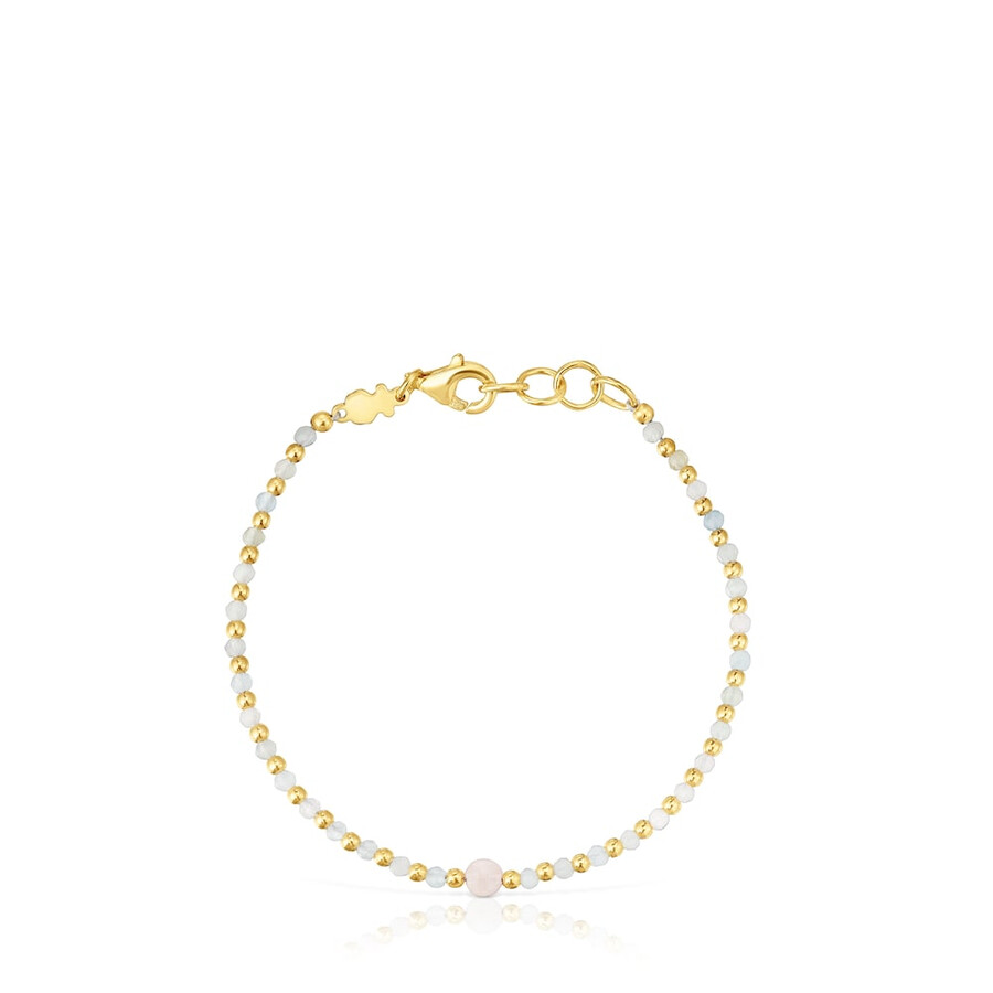bracciale a sfere con placcatura in oro 18kt su argento berillio e morganite colori base