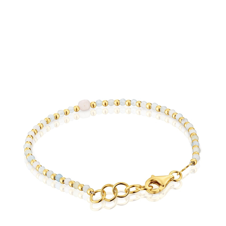bracciale a sfere con placcatura in oro 18kt su argento berillio e morganite colori base