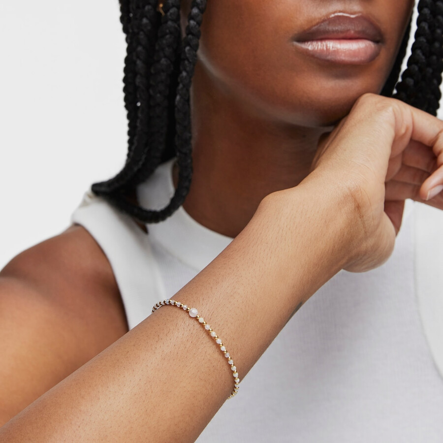 bracciale a sfere con placcatura in oro 18kt su argento berillio e morganite colori base