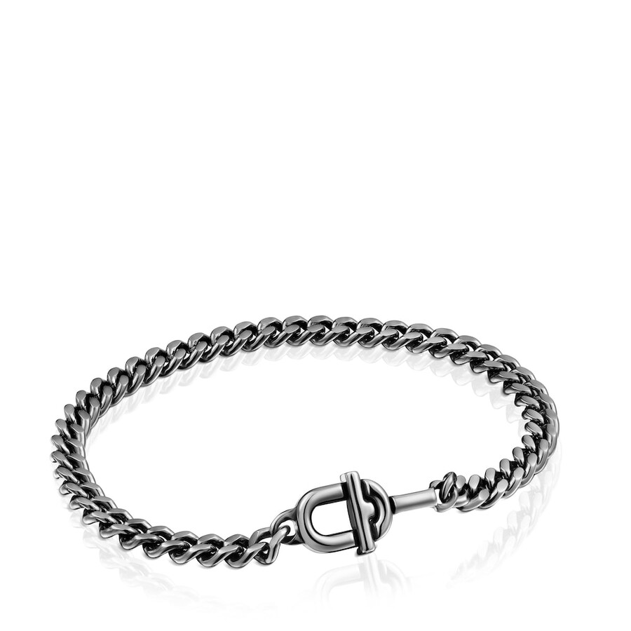 bracciale tous manifesto con catena a maglie in argento scuro da 19 cm