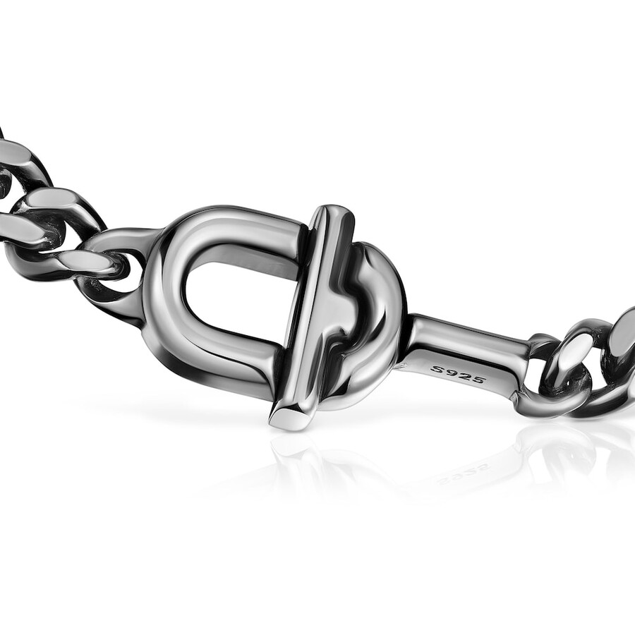 bracciale tous manifesto con catena a maglie in argento scuro da 19 cm