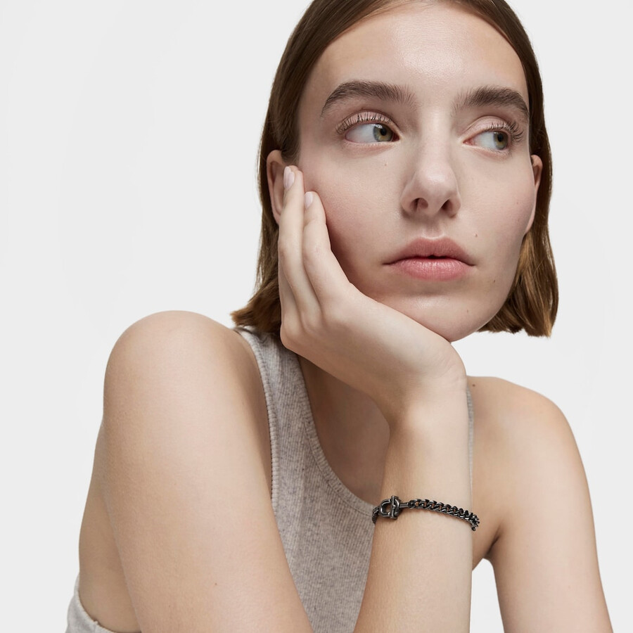 bracciale tous manifesto con catena a maglie in argento scuro da 19 cm