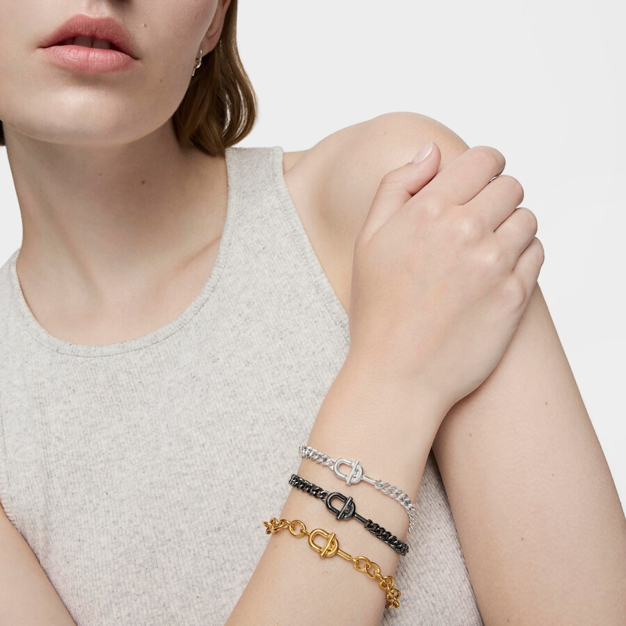bracciale tous manifesto con catena a maglie in argento scuro da 19 cm