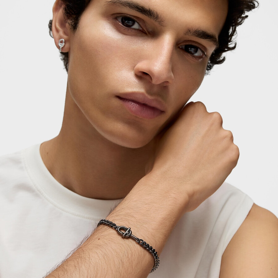 bracciale tous manifesto con catena a maglie in argento scuro da 19 cm