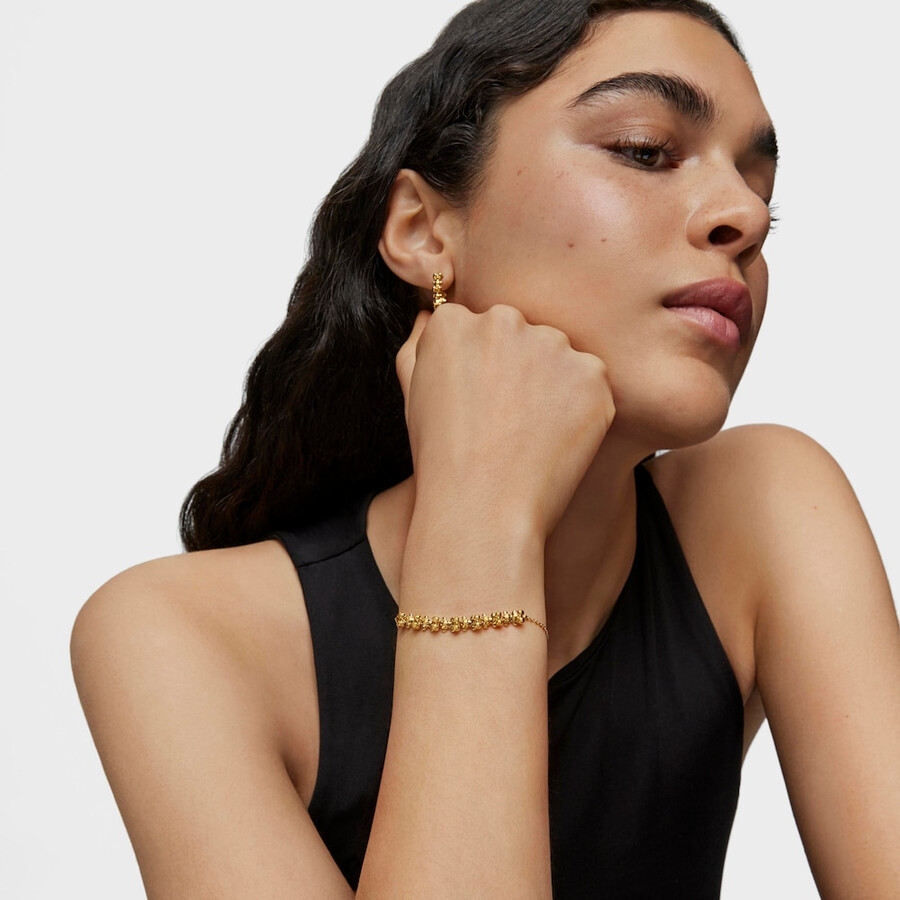 bracciale a catena bold bear con placcatura in oro 18kt su argento e ciondolo