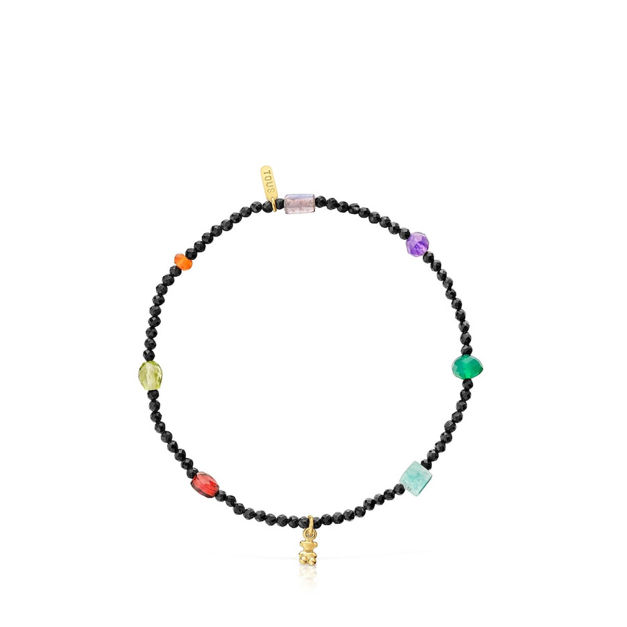 bracciale elastico bold bear con placcatura in oro 18kt su argento onice e pietre preziose