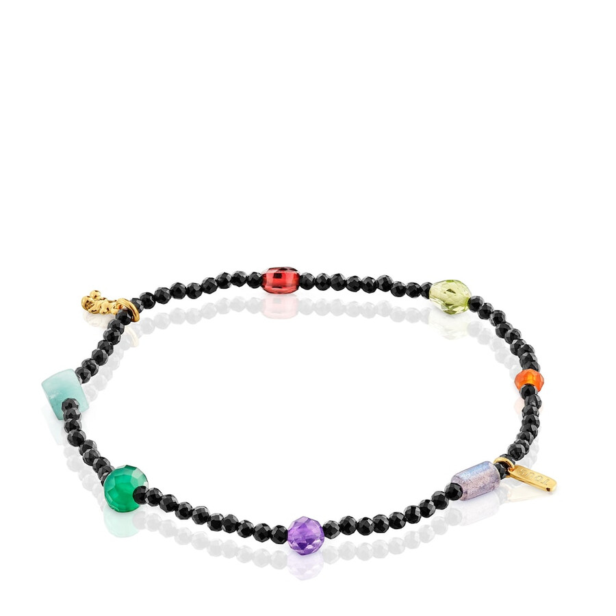 bracciale elastico bold bear con placcatura in oro 18kt su argento onice e pietre preziose