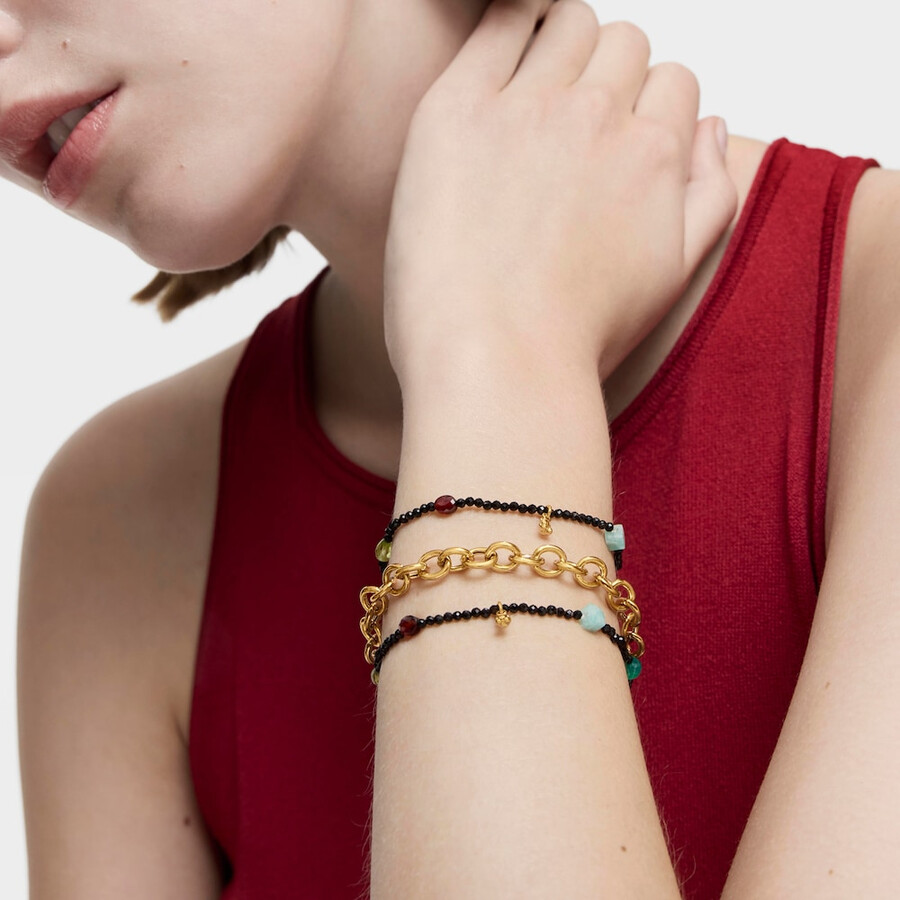bracciale elastico bold bear con placcatura in oro 18kt su argento onice e pietre preziose