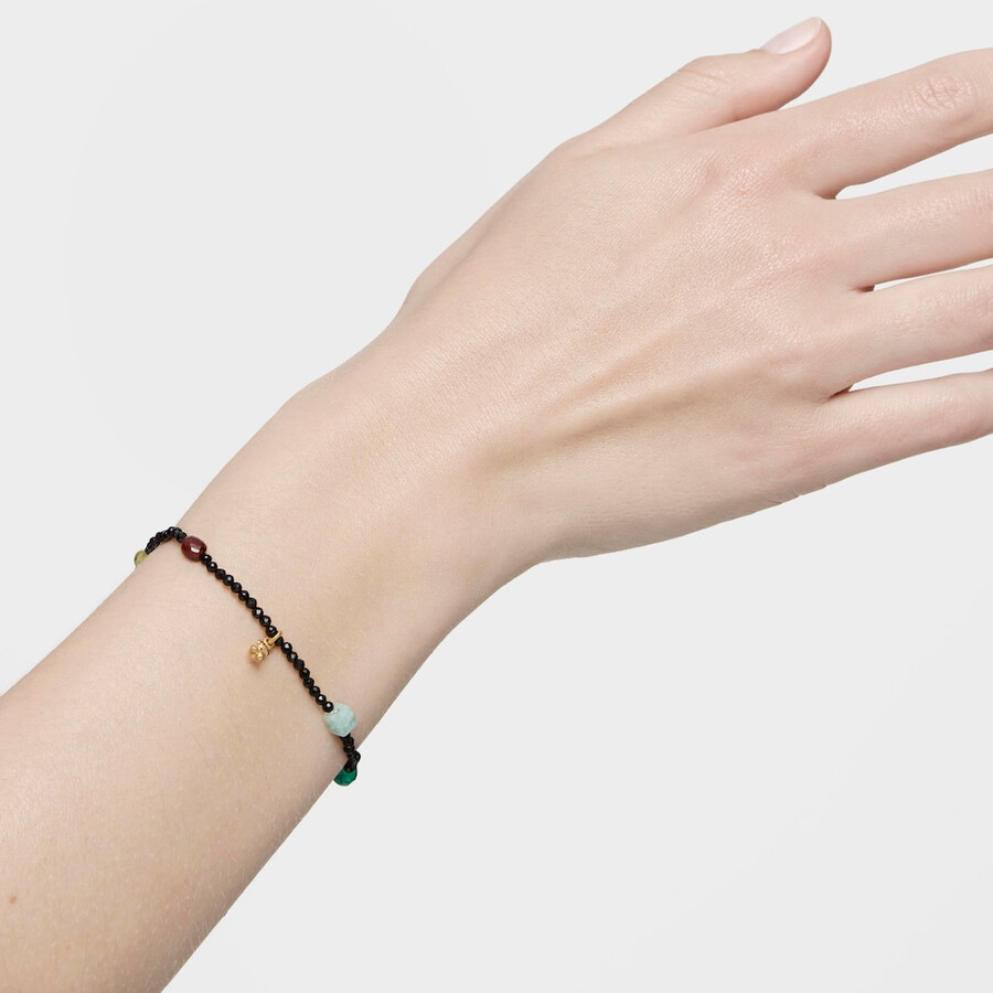 bracciale elastico bold bear con placcatura in oro 18kt su argento onice e pietre preziose