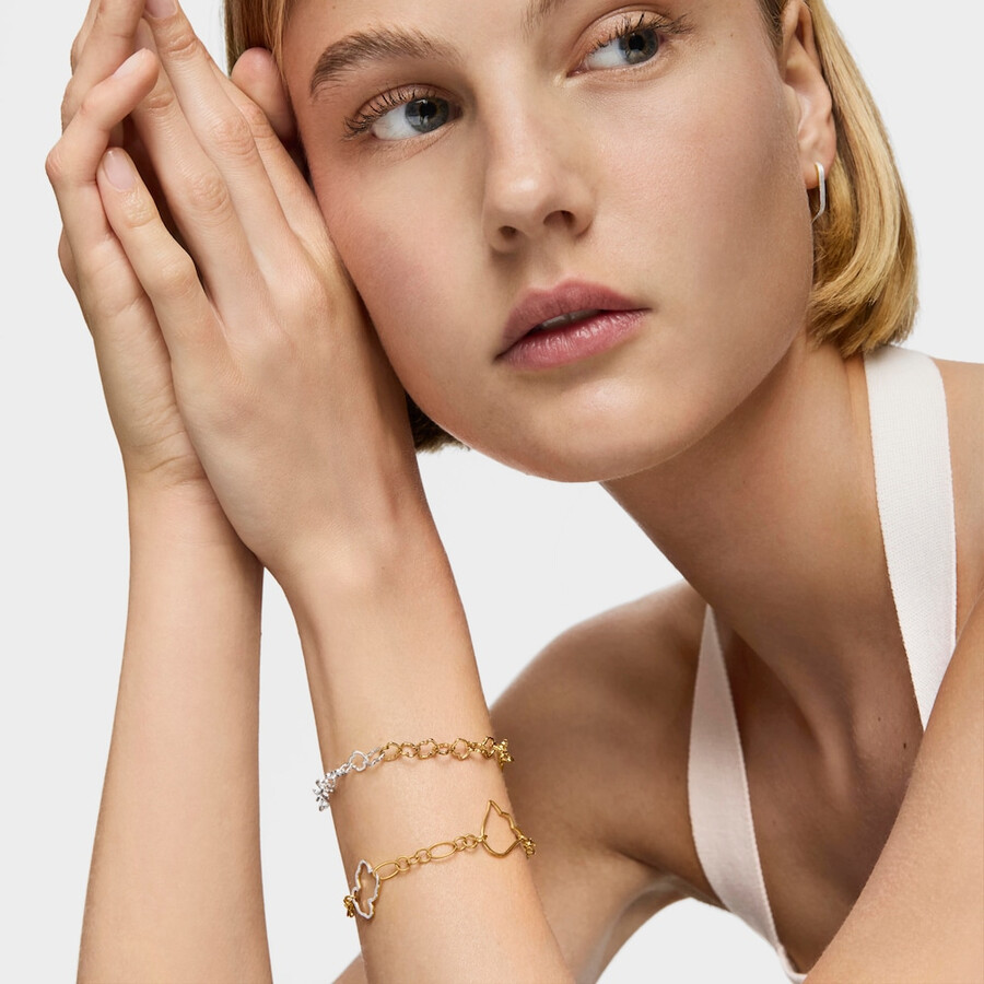 nuovo bracciale silueta a catena bicolore con motivi