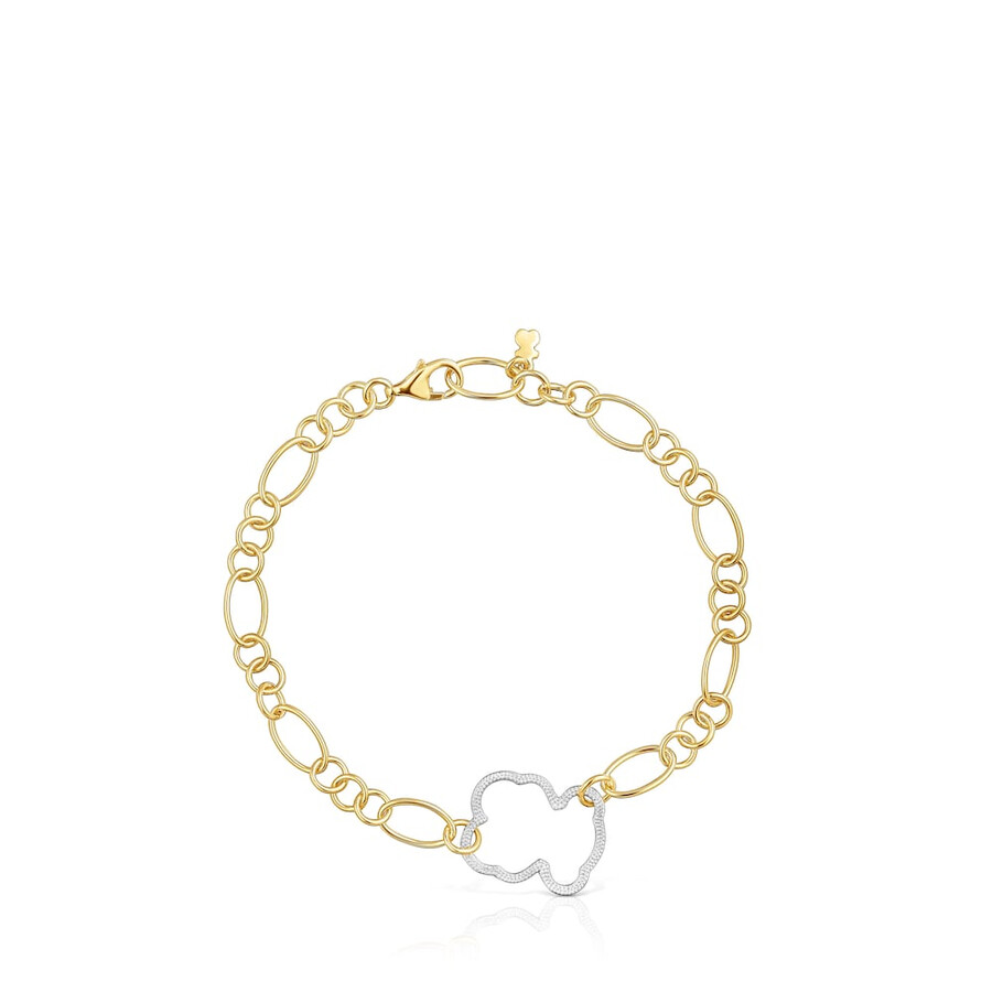 nuovo bracciale con catena bicolore a forma di orso silueta
