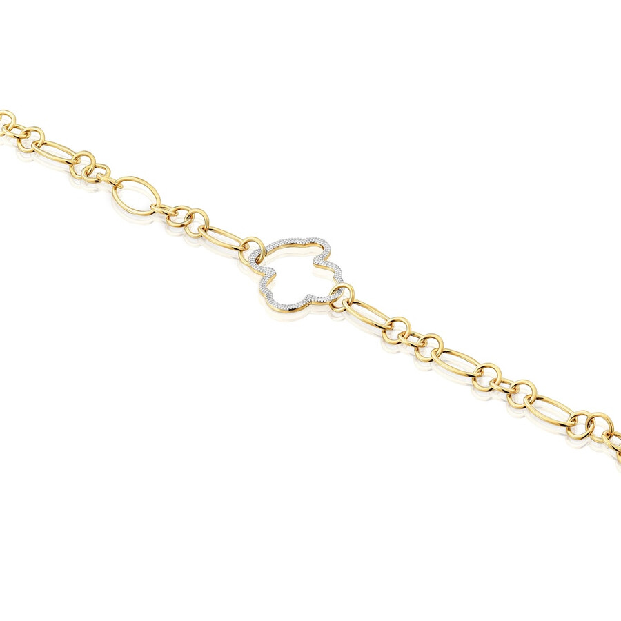 nuovo bracciale con catena bicolore a forma di orso silueta
